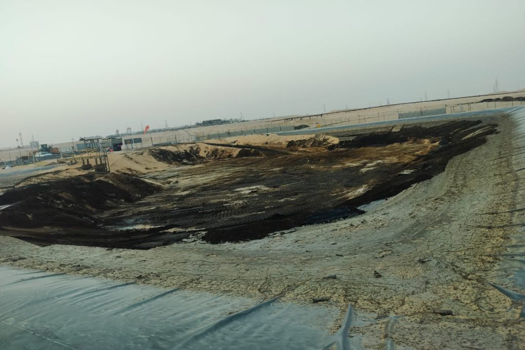 Oil pond lining repair and replacement